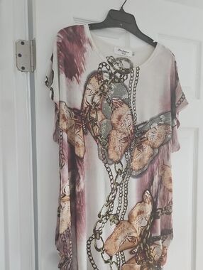 Portmans Rose and Cream Butterfly Chain Print Tunic